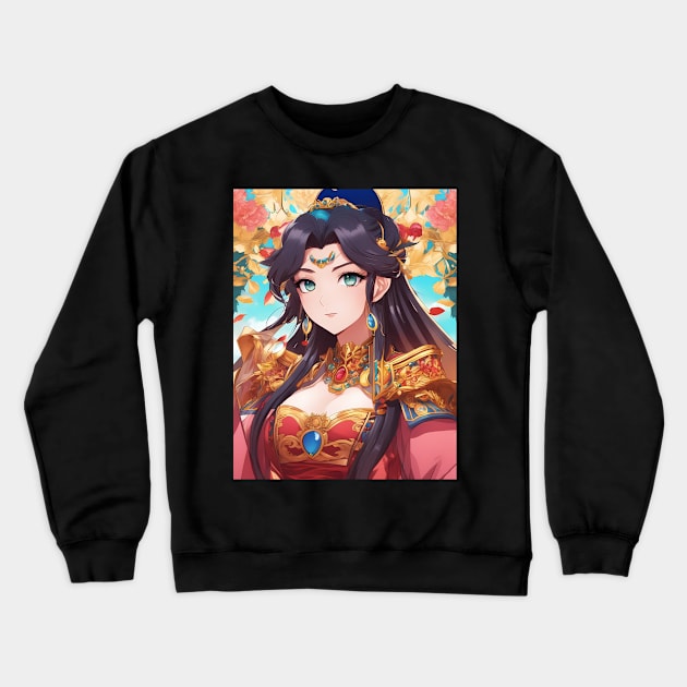 Cool Hero Kawaii Queen Anime Girl Crewneck Sweatshirt by animegirlnft